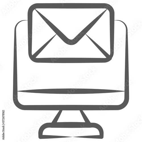 
Mail envelope with monitor showing concept of email icon

