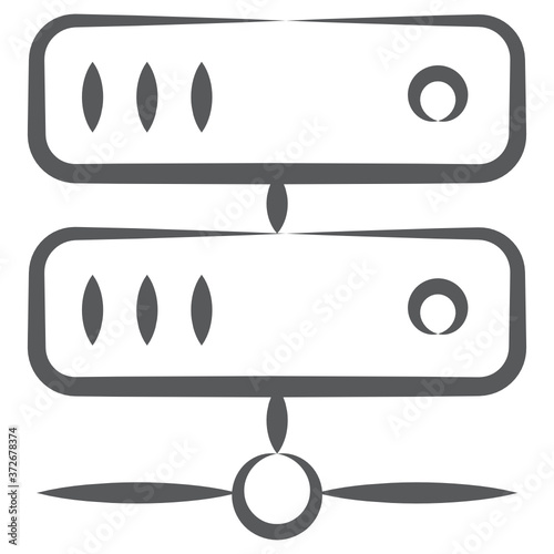 
Network database icon, doodle line vector design
