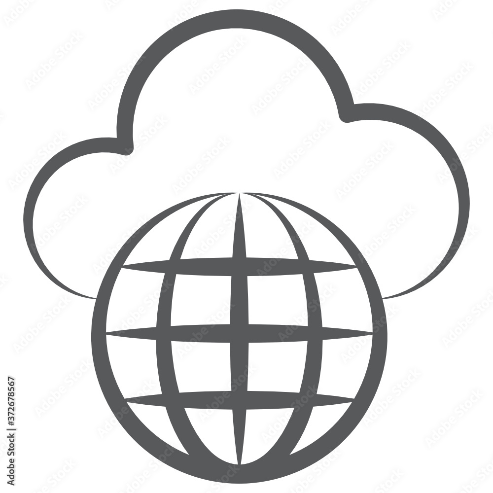 Worldwide cloud network icon in trendy line style
Worldwide cloud network icon in trendy line style