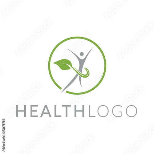 Abstract human and green leaf logo template
