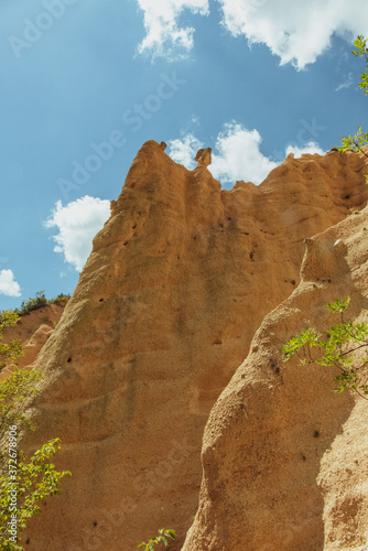 Italy, August 2020 - Panoramic view of the Canyon of the Lame Rosse near Lake Fiastra in the Marche Region