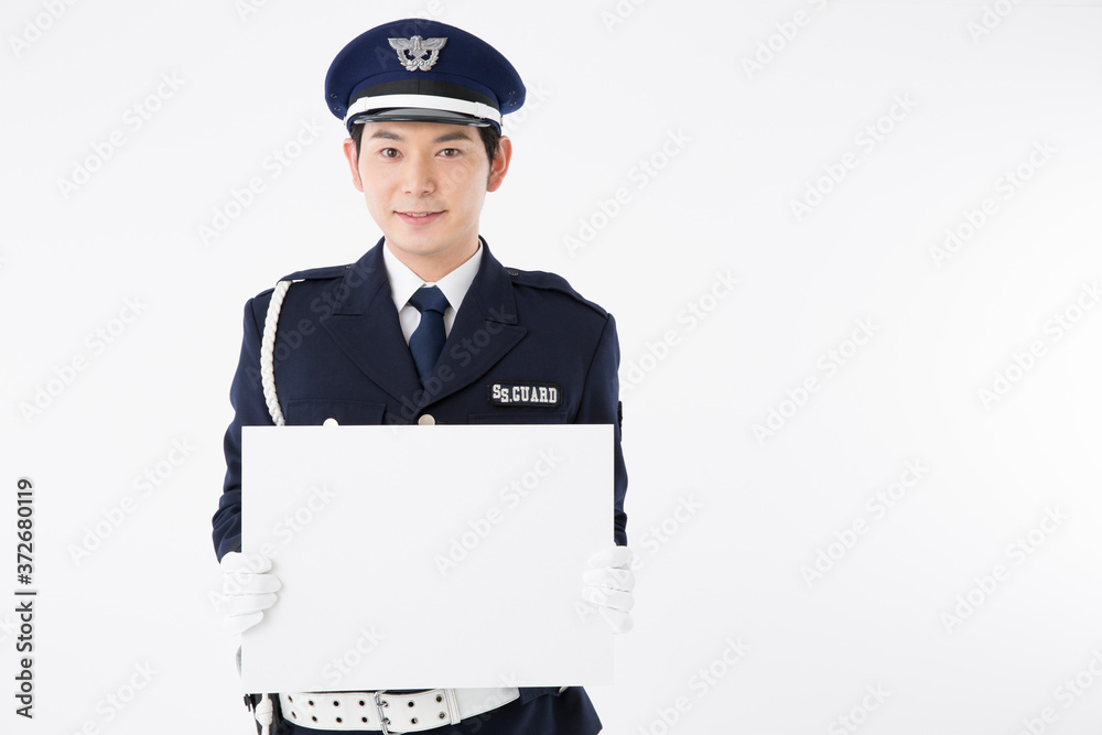 メッセージボードを持つガードマン メッセージボードを持つガードマン
