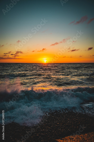 sunset over the beach