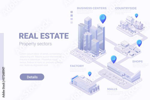 Isometric Flat 3D Smartcity mobile GPS Navigation vector concept. Skyscrapers Business Office centers and Hotel Buildings map in Smartphone mobile phone