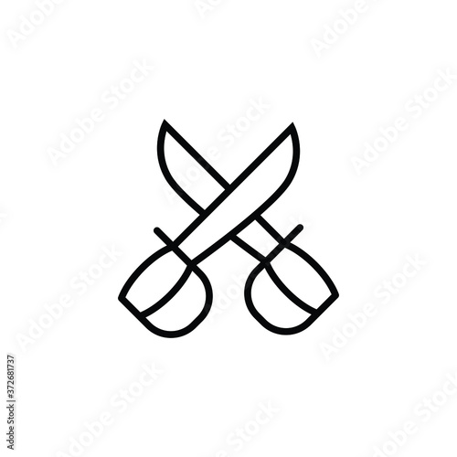 cross swords thin icon isolated on white background, simple line icon for your work.