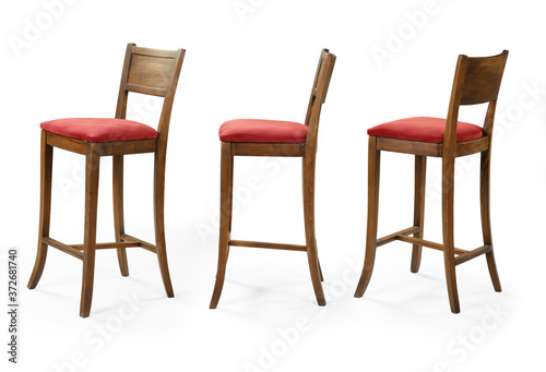 Single chair at different angles on a white background