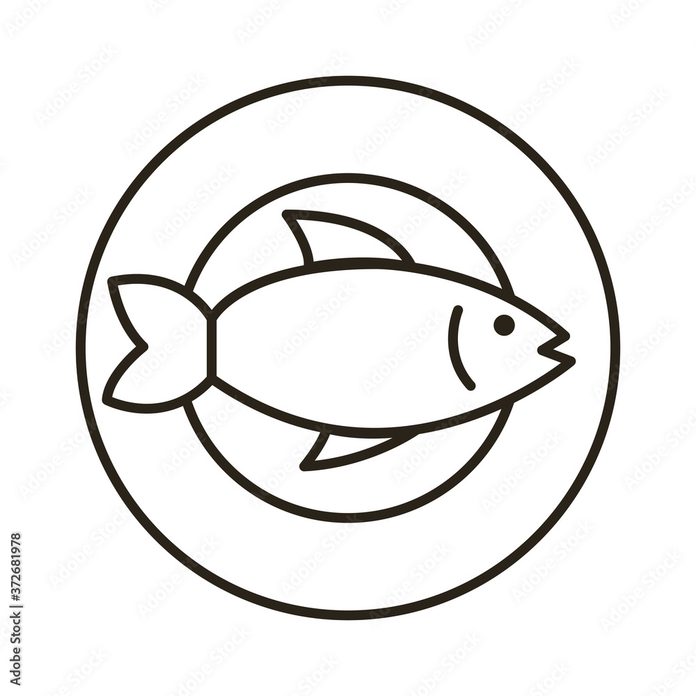 dish with fish seafood line style icon dish with fish seafood line style icon