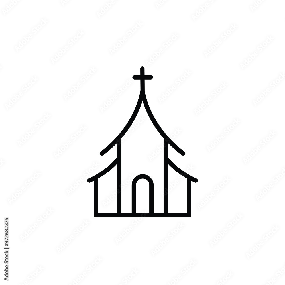 Christian church thin icon isolated on white background, simple line icon for your work. Christian church thin icon isolated on white background, simple line icon for your work.