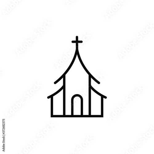 Christian church thin icon isolated on white background, simple line icon for your work.