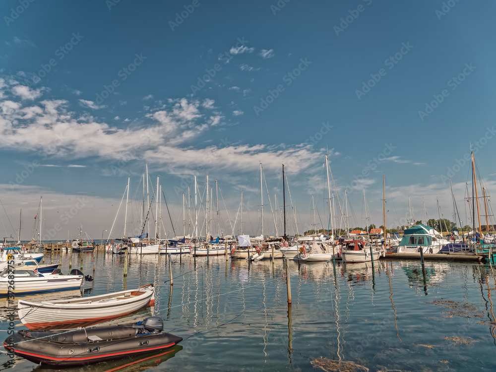 Fototapeta premium Aaroe harbor on the small Danish Island in Southern Jutland