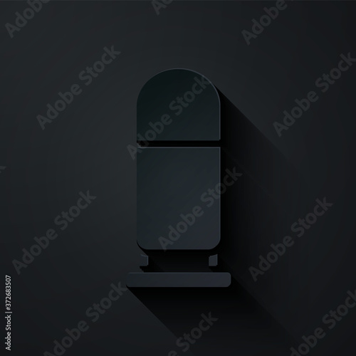 Paper cut Bullet icon isolated on black background. Paper art style. Vector.
