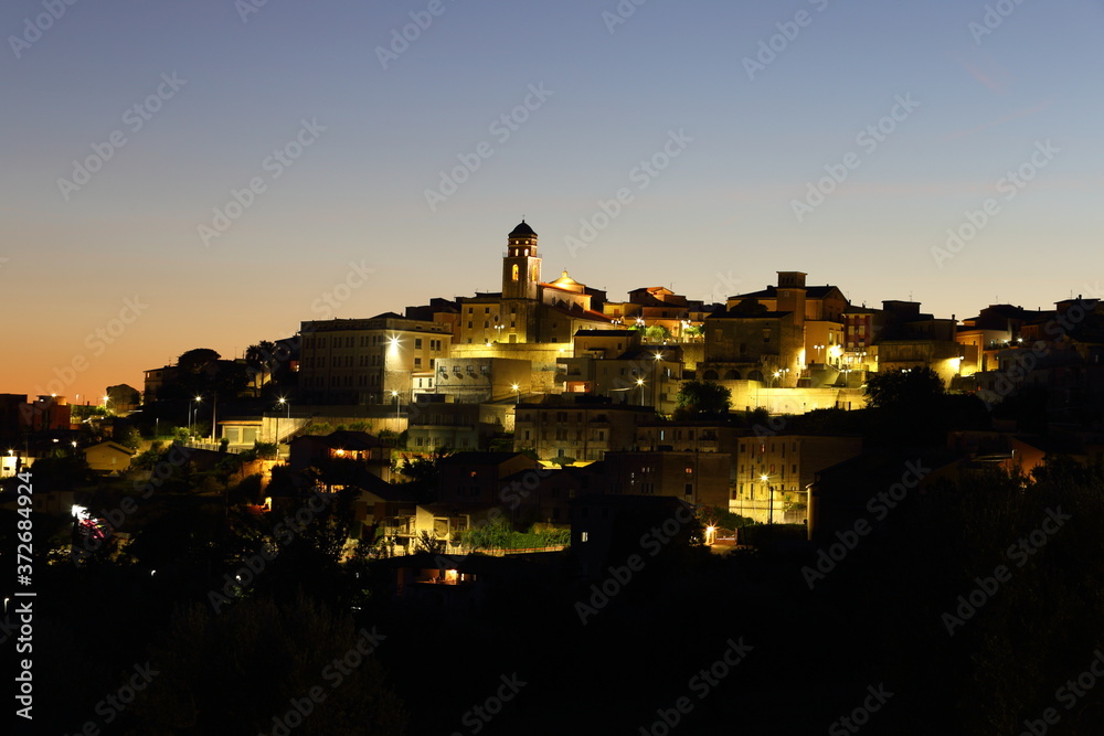 San Vittore del Lazio - 19 august 2020: view of the town in the province of Frosinone shooted at night