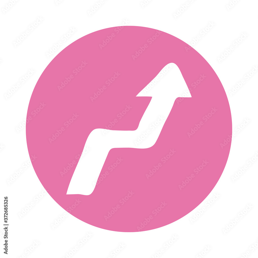 arrow right and up direction block style icon