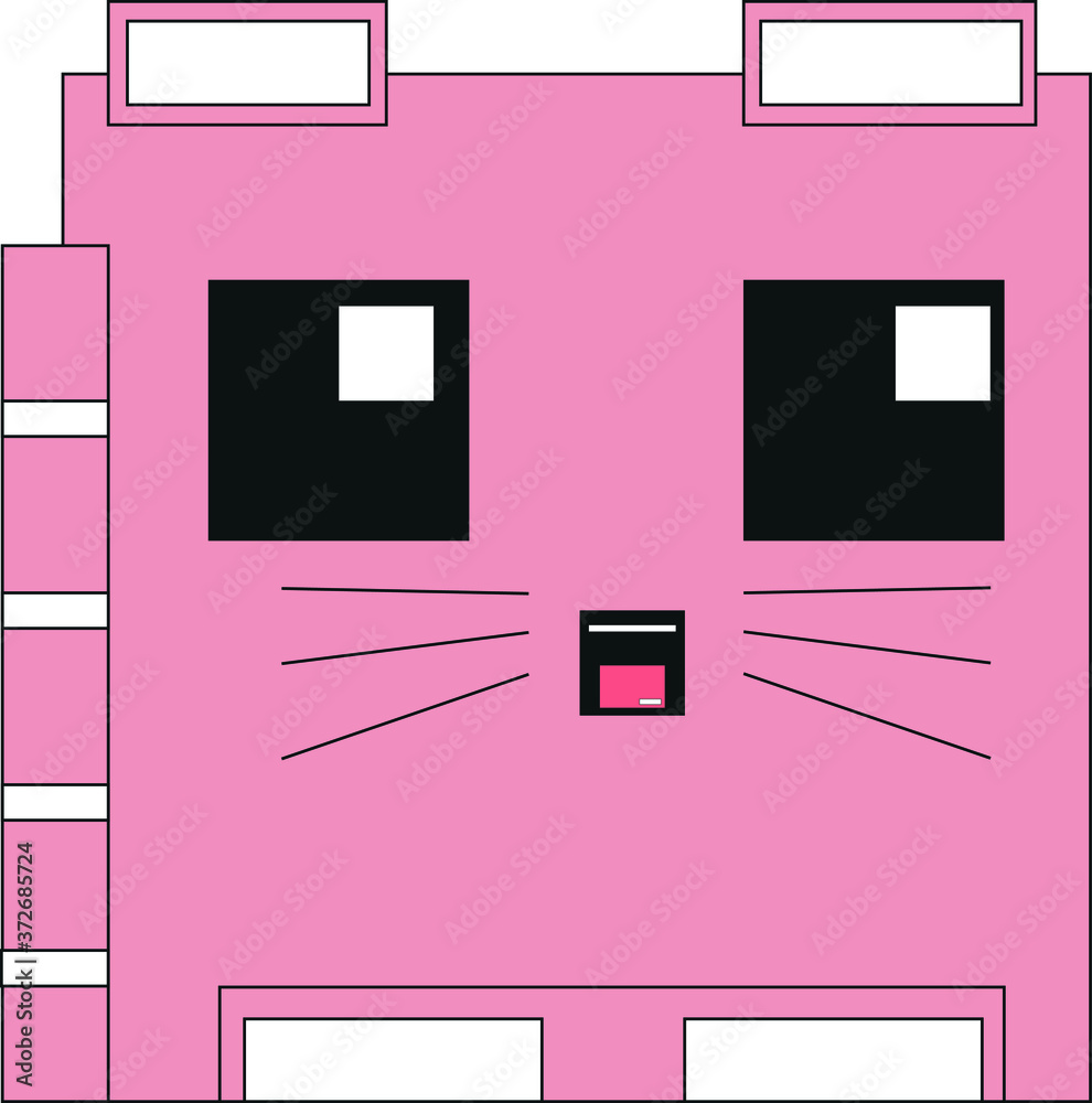 cute pink cat with big eyes. vector images of animals cute pink cat with big eyes. vector images of animals