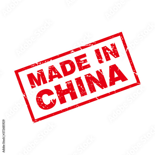 Abstract Red Grungy Made In China Rubber Stamps Sign Illustration Vector, Made In China Text Seal, Mark, Label Design Template