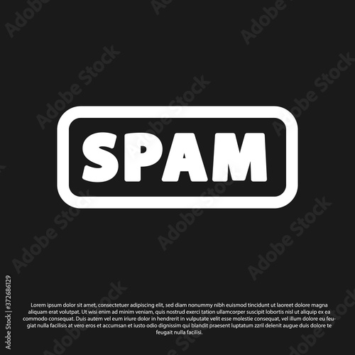 Black Spam icon isolated on black background. Vector.