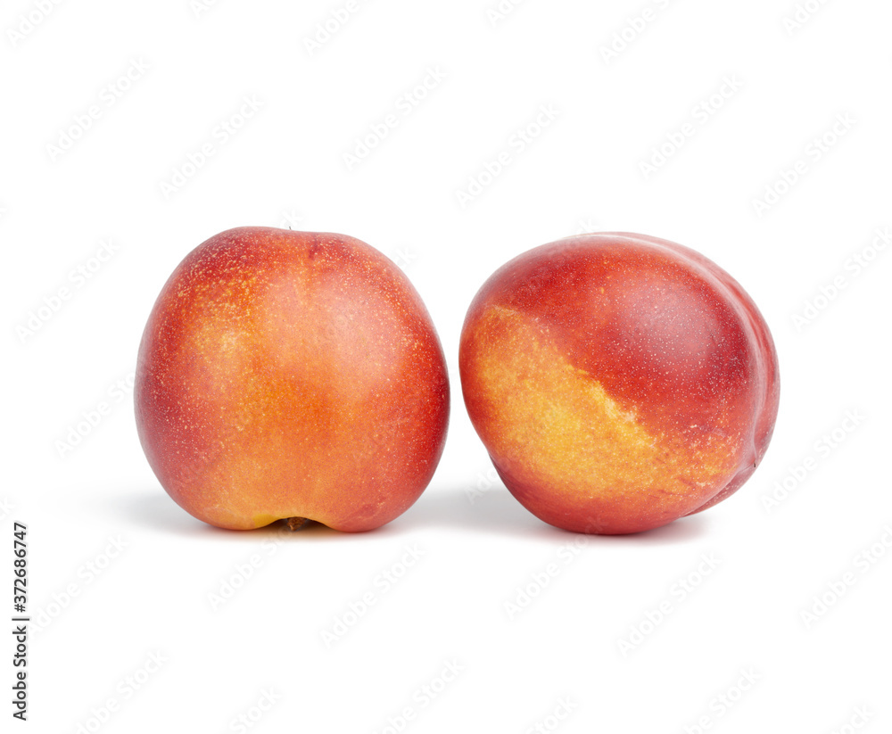 ripe round ripe nectarine isolated on white background, tasty and healthy fruit ripe round ripe nectarine isolated on white background, tasty and healthy fruit