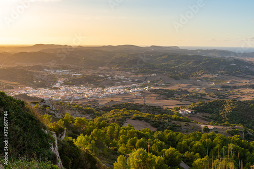 Scenic landscape of Menorca island at sunset time, Balearic islands, Spain