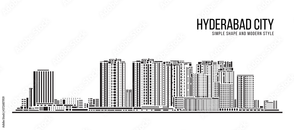 Cityscape Building Abstract Simple shape and modern style art Vector design -  Hyderabad city
