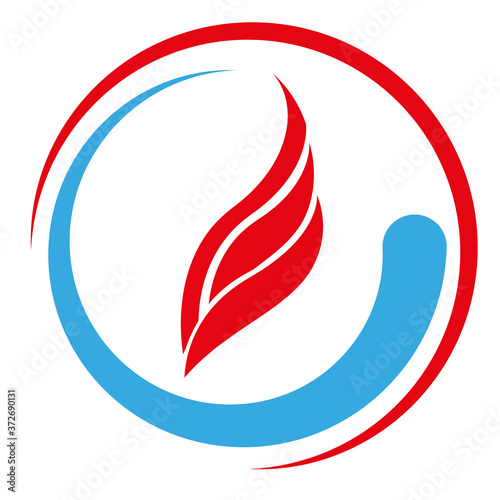 Flamme und Wassertropfen, Installateur, Klempner, Logo