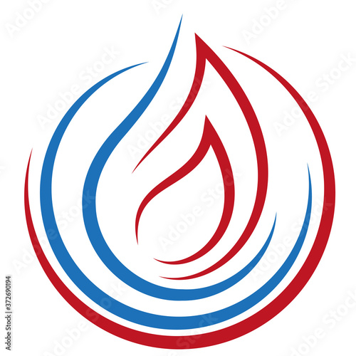 Wasser und Flamme, Installateur, Klempner, Logo, Icon