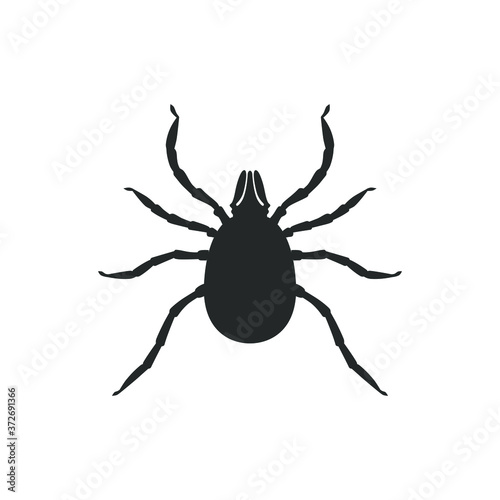 Mite graphic icon. Mite black sign close up isolated on white background. Vector illustration