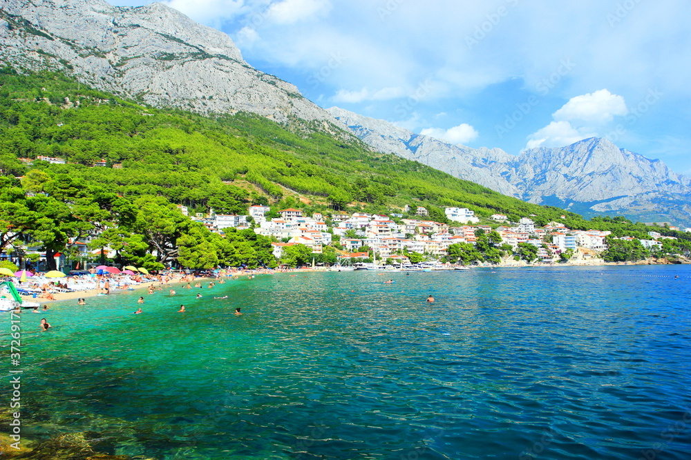 Brela, touristic destination near Makarska town, Adriatic sea, Croatia