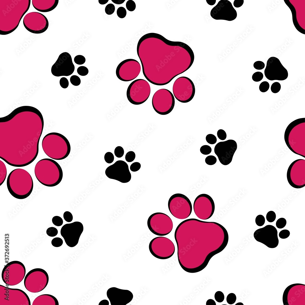 Fototapeta premium Seamless pattern silhouette animal paw track. Vector illustration