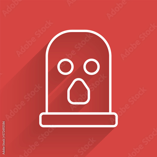White line Balaclava icon isolated with long shadow. A piece of clothing for winter sports or a mask for a criminal or a thief. Vector.