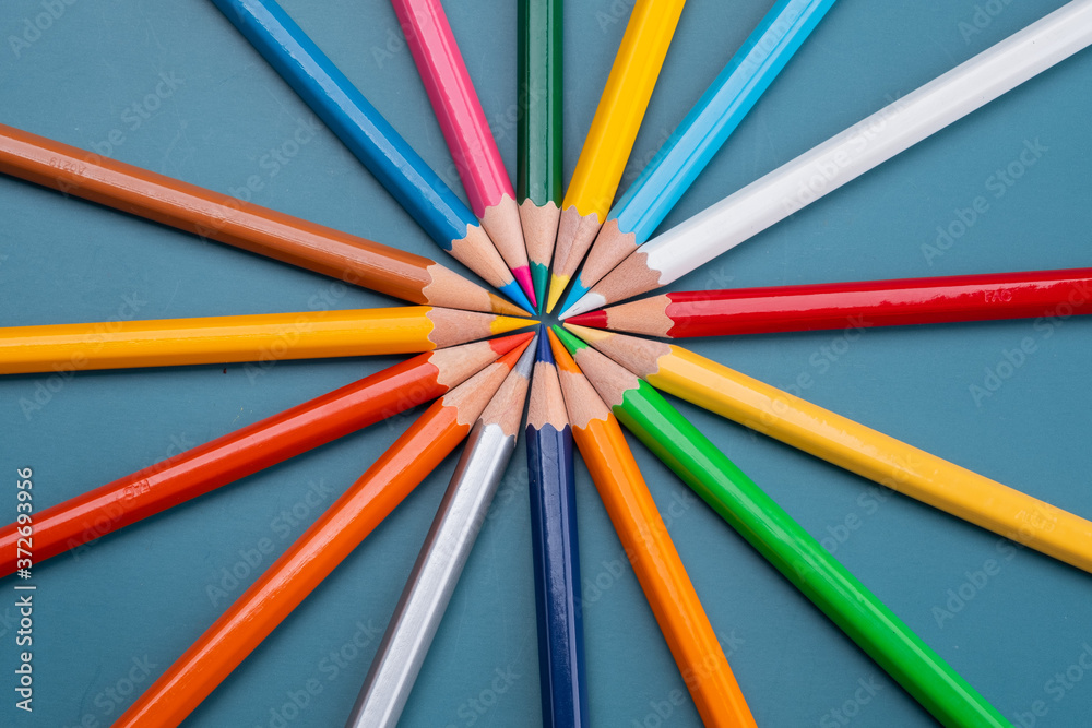 Fototapeta premium closeup color pencil, back to school concept 