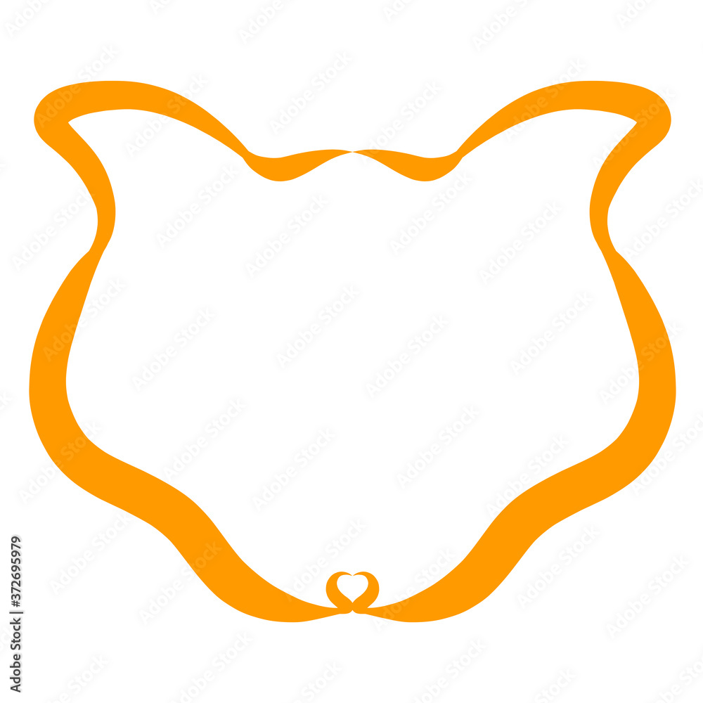 orange cat head outline with heart-shaped nose orange cat head outline with heart-shaped nose