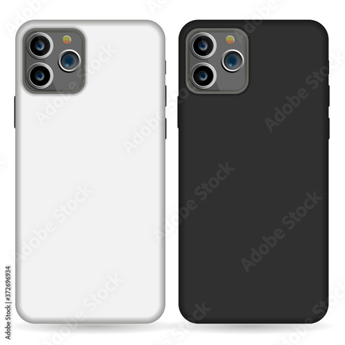 Blank realistic white and black phone cases mockup