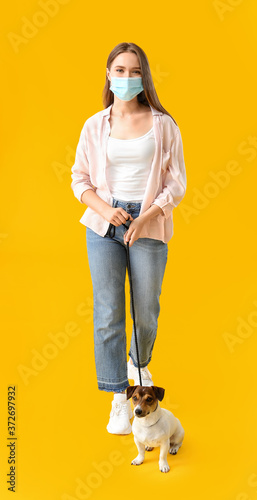 Young woman in protective m...