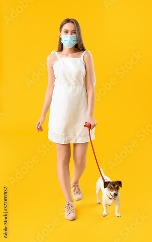 Young woman in protective m...