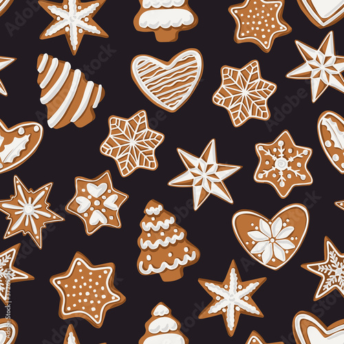 Christmas ginger cookies seamless pattern
