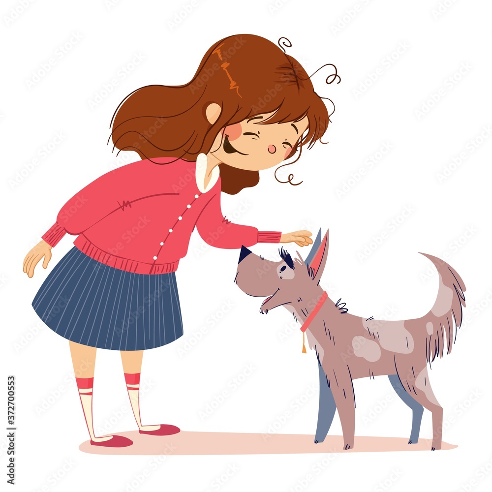 girl and dog