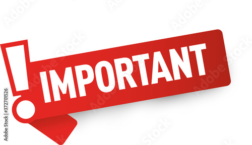 Vector Illustration Important label  with exclamation mark. Promotion Offers red