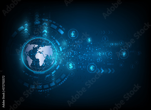 Currency exchange technology Blue abstract speed network eps10 vector illustration