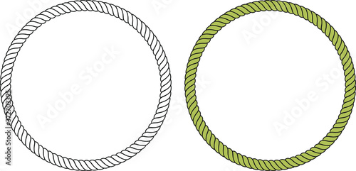 graceful round frame made of classic rope with white background and color