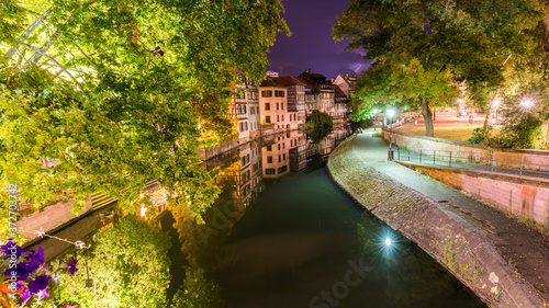 A colored Reflection In Strasbourg in France by a summer night