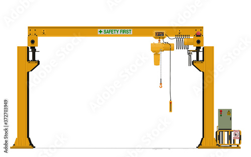 Isolated overhead crane on white background