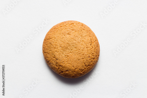 Homemade oatmeal cookie on the white background