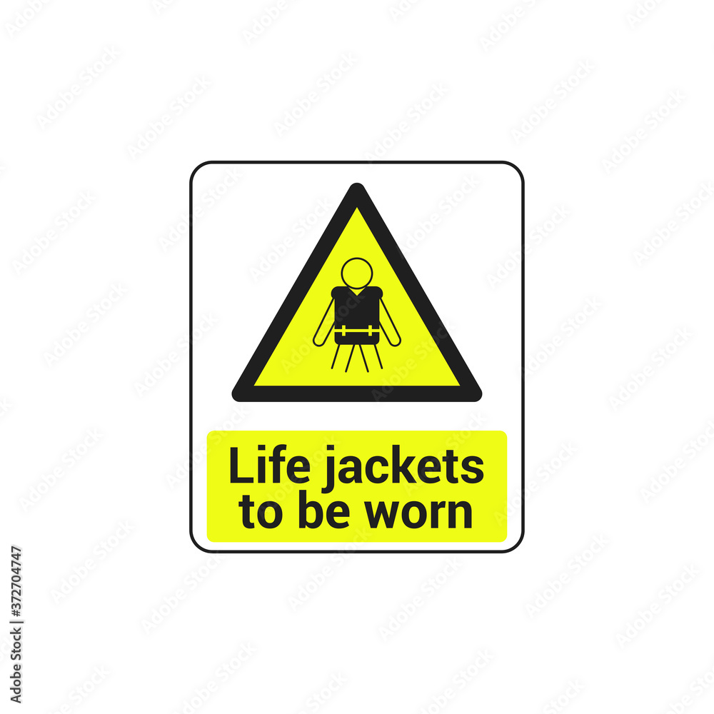 Life Jacket To Be Worm Sign Vector Isolated On White Background. Caution Symbol Vector Icon Life Jacket To Be Worm Sign Vector Isolated On White Background. Caution Symbol Vector Icon