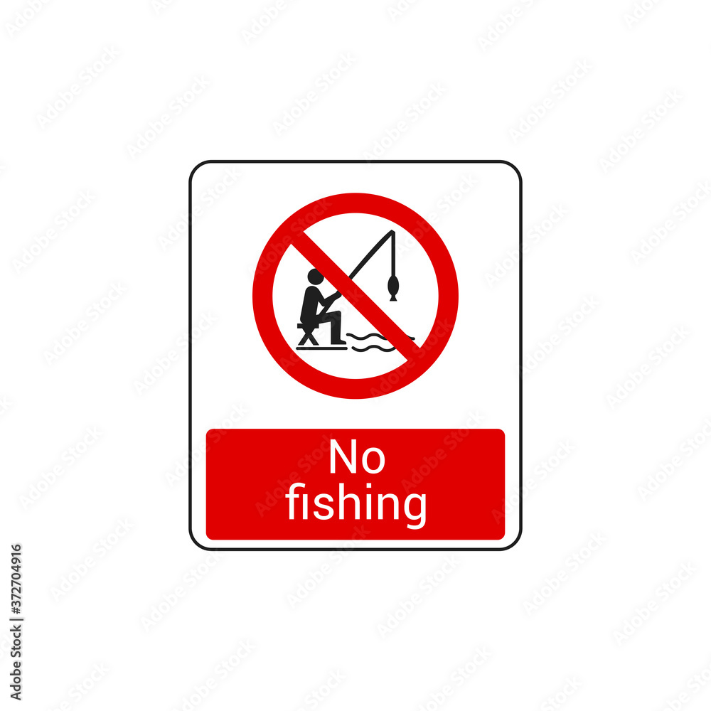 No Fishing Sign Vector Isolated On White Background. Caution Symbol Vector Icon No Fishing Sign Vector Isolated On White Background. Caution Symbol Vector Icon