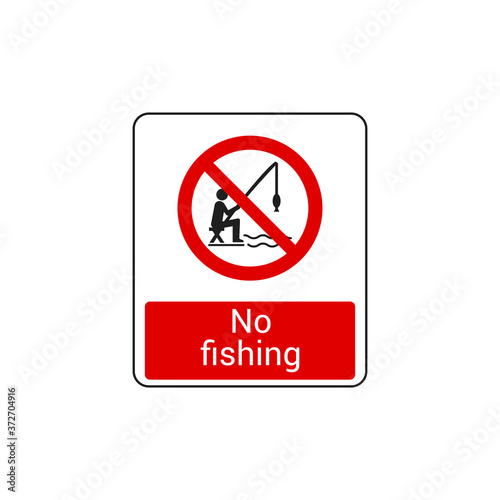 No Fishing Sign Vector Isolated On White Background. Caution Symbol Vector Icon
