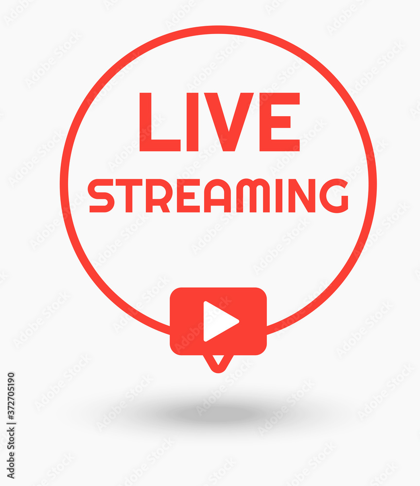 Red live illustration vector template for social media on white background with play button. Eps 10 vector Red live illustration vector template for social media on white background with play button. Eps 10 vector