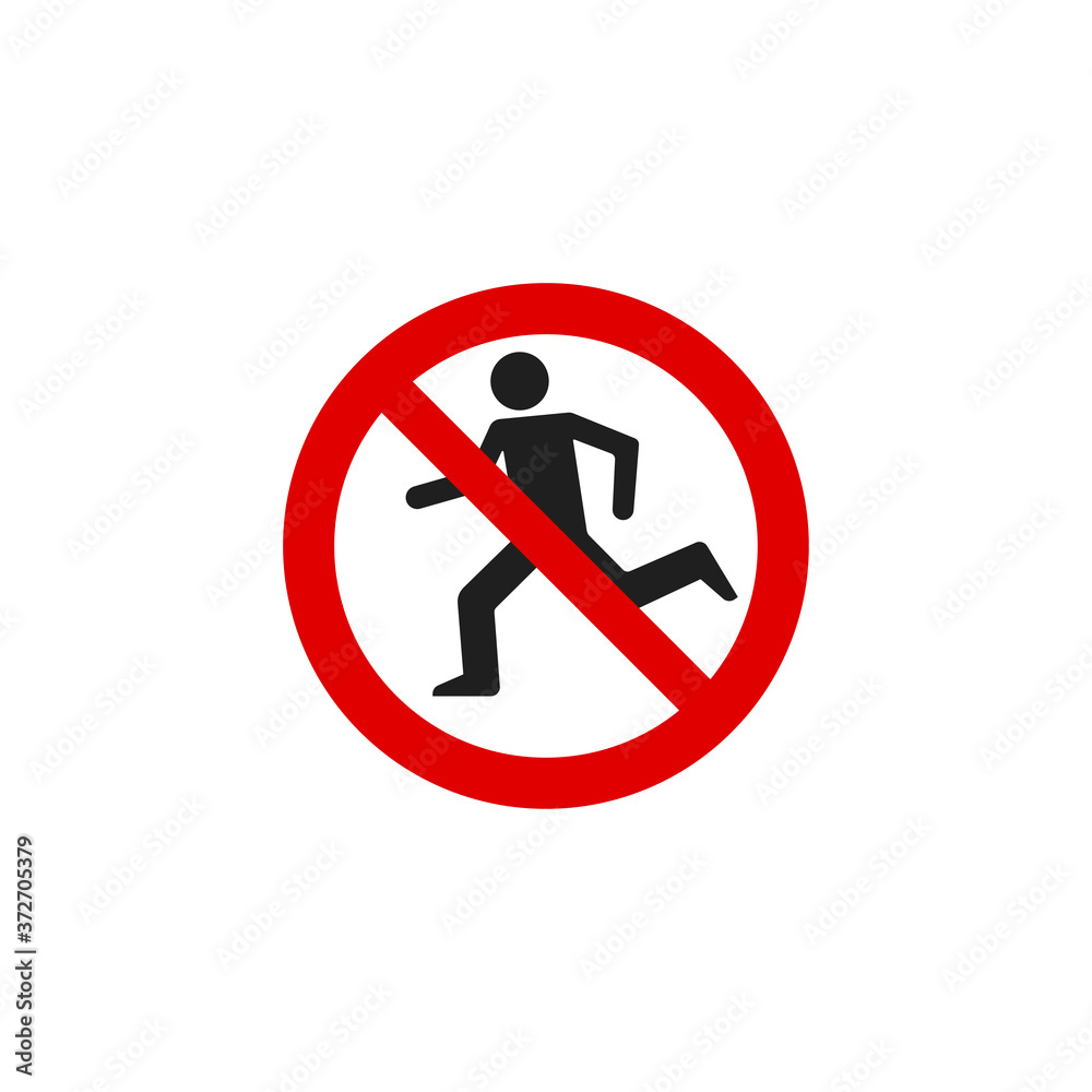 No Running Sign Vector Isolated On White Background. Caution Symbol Vector Icon No Running Sign Vector Isolated On White Background. Caution Symbol Vector Icon