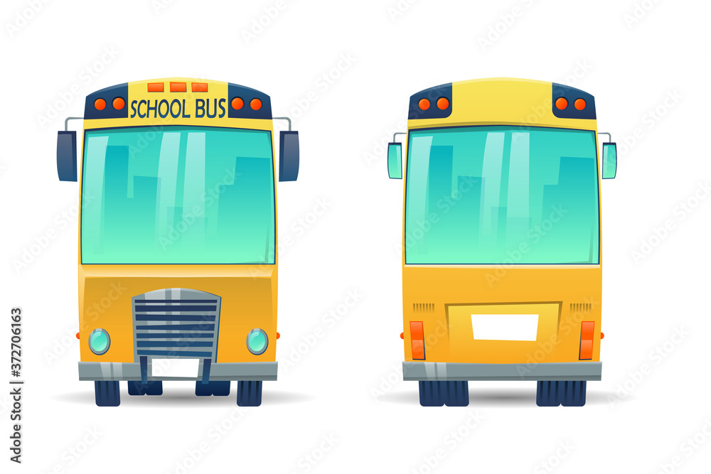 Cartoon yellow school bus for pupils