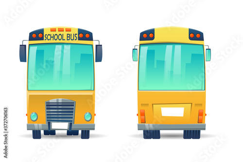 Cartoon yellow school bus for pupils