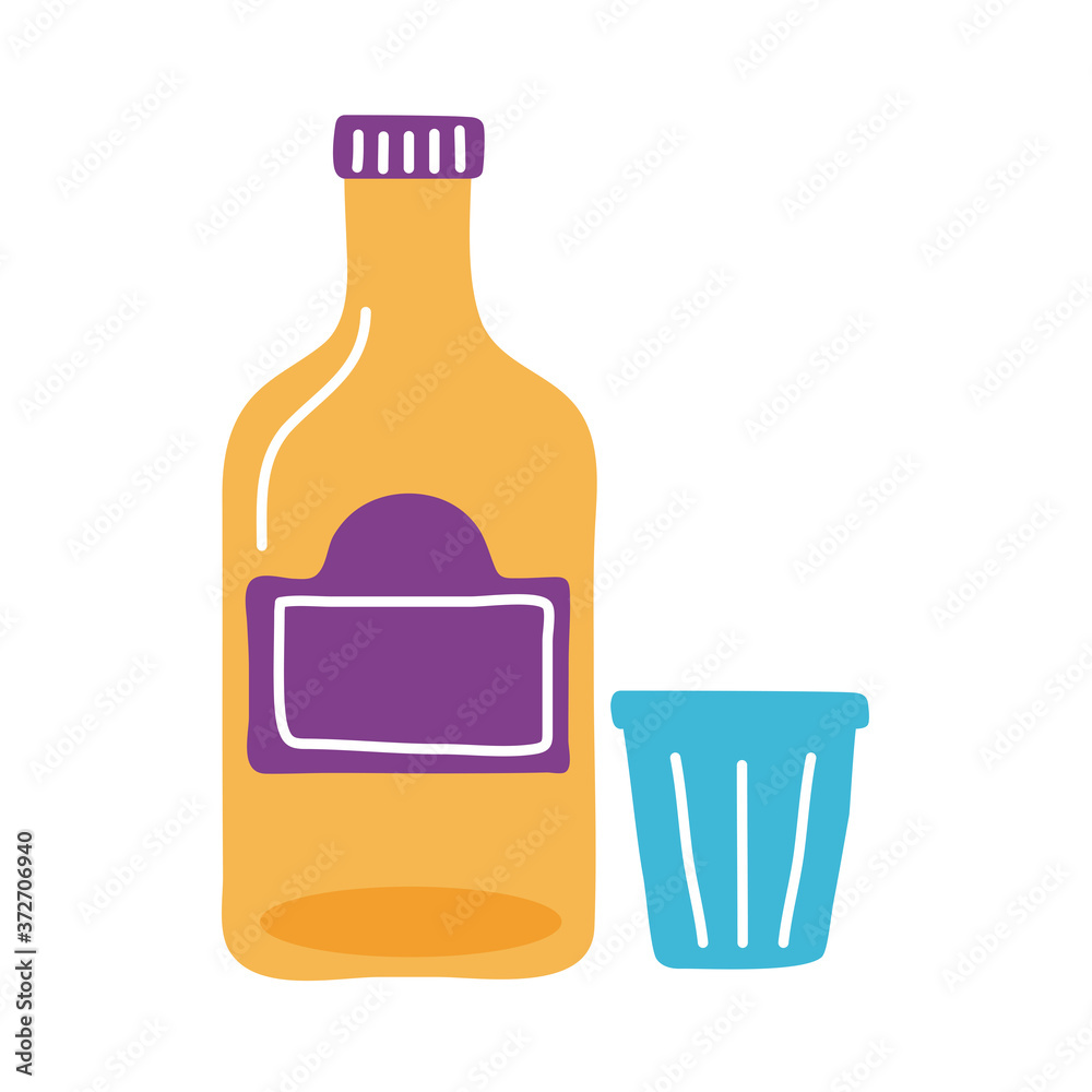 tequila bottle and cup mexican flat style icon tequila bottle and cup mexican flat style icon